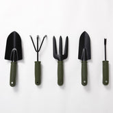Kuber Industries Garden Tools|Small & Big Hand Trowels|Hand Cultivator|Hand Weeder & Fork Carbon Steel|SJ-5020|Set of 5|Green & Black